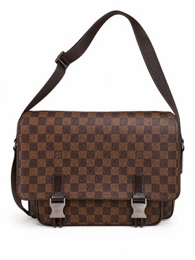 Louis Vuitton Brown Damier Ebene Messenger Bag with Buckle Closures